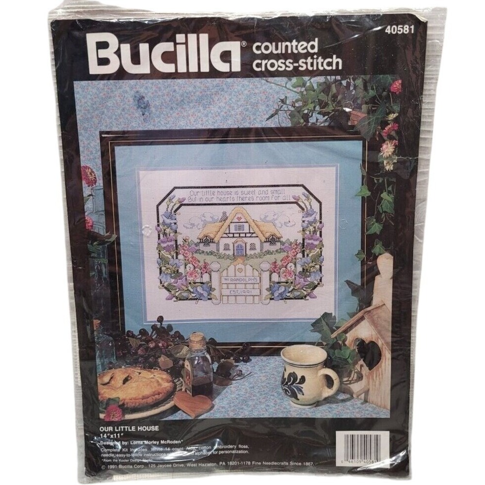 Bucilla Counted Cross-Stitch Kit Our Little House 40581 New Home Personalize Vtg